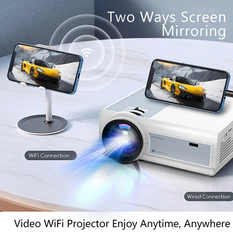 Native 1080P Projector with WiFi, 4K Support Home Projector, Portable Outdoor Projector,Movie Projector Compatible with TV Stick