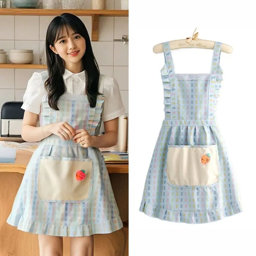 

Canvas Kitchen Cooking Apron Protective Household Long Sleeve Apron Breathable Adjustable Suspender Work Dress Home Kitchen