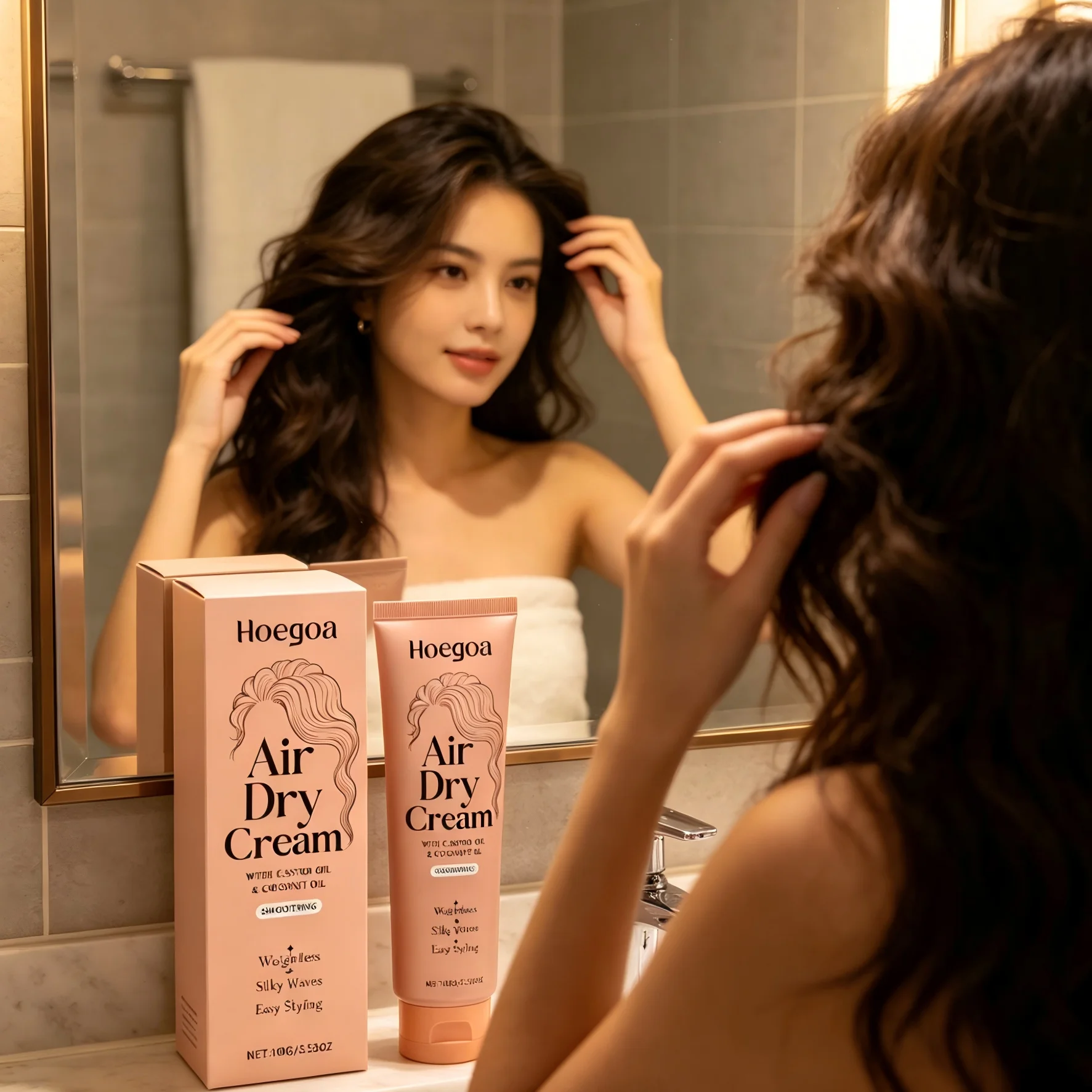 Air Dry Cream Frizz Control Hair Styling Products Enhance Natural Texture Appearance Castor Oil Coconut Oil Curl Styling Cream