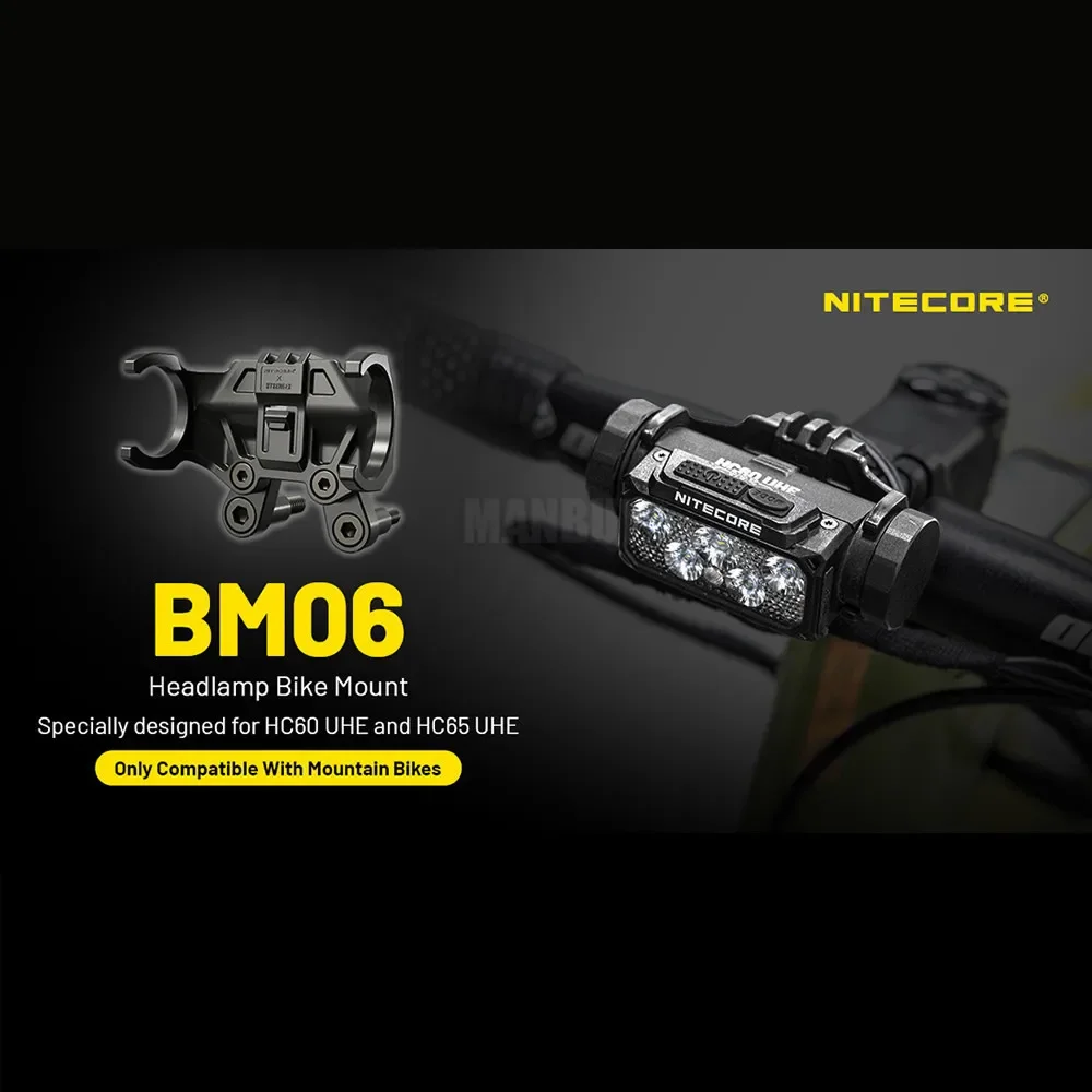 2026 NITECORE BM06 Mountain Bike Mount For HC60 UHE HC65 UHE HC68 HC65V2 NU43 NU45 Adjustable Headlamp Sports Camera Interface