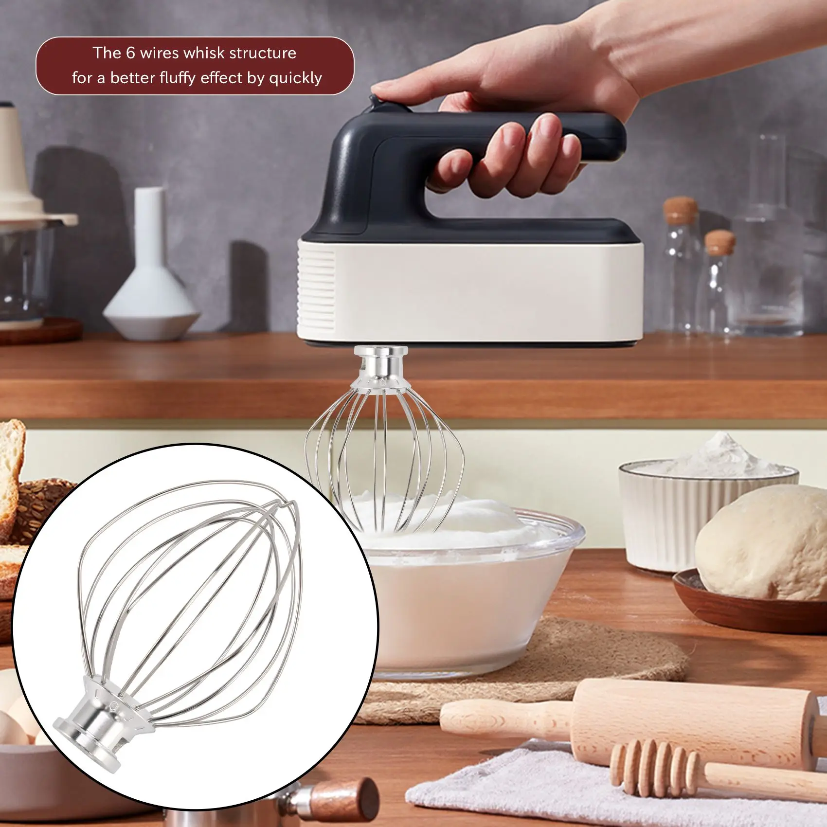 3PCS Whisk Replacement Attachment for Tilt- Stand Mixer, K45WW Wire Whip Beater for Egg Heavy Cream