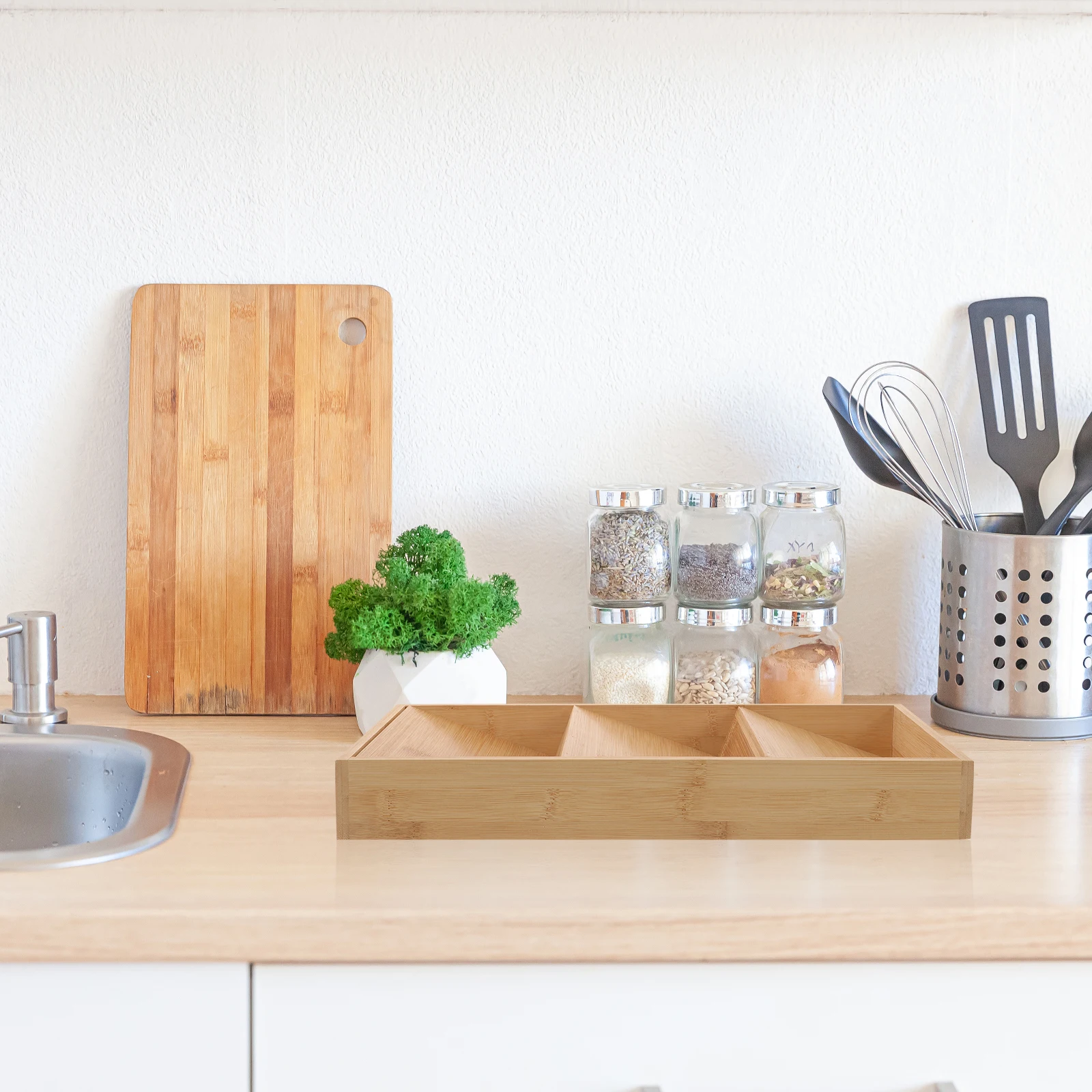 

Бамбуковая полка для специй, коробка для хранения, 3-слойный органайзер, банка, держатель для приправ, кухонная столешница, полка, экономия места