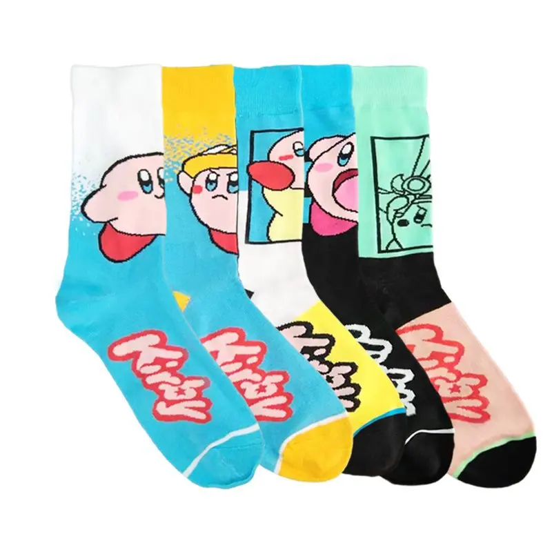 Anime Kirby Men\'s socks Cartoon Sock Pure Cotton Male Fashion Trend Tube Socks Adult Sports Socks Children\'s Toy Birthday Gift