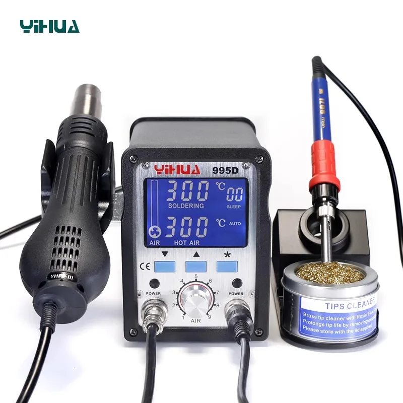 YIHUA 995D Nieuwe Upgrade 720 W Rework Soldeerstation 2 in 1 Heteluchtpistool 60 W Soldeerbout SMD BGA Lassen Reparatie Tool Station