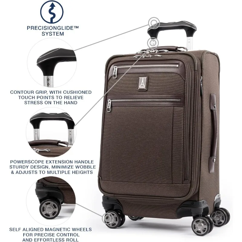 Expandable Carry on Luggage, 8 Wheel Spinner Suitcase, USB Port, Suiter, Men and Women, Rich Espresso Brown