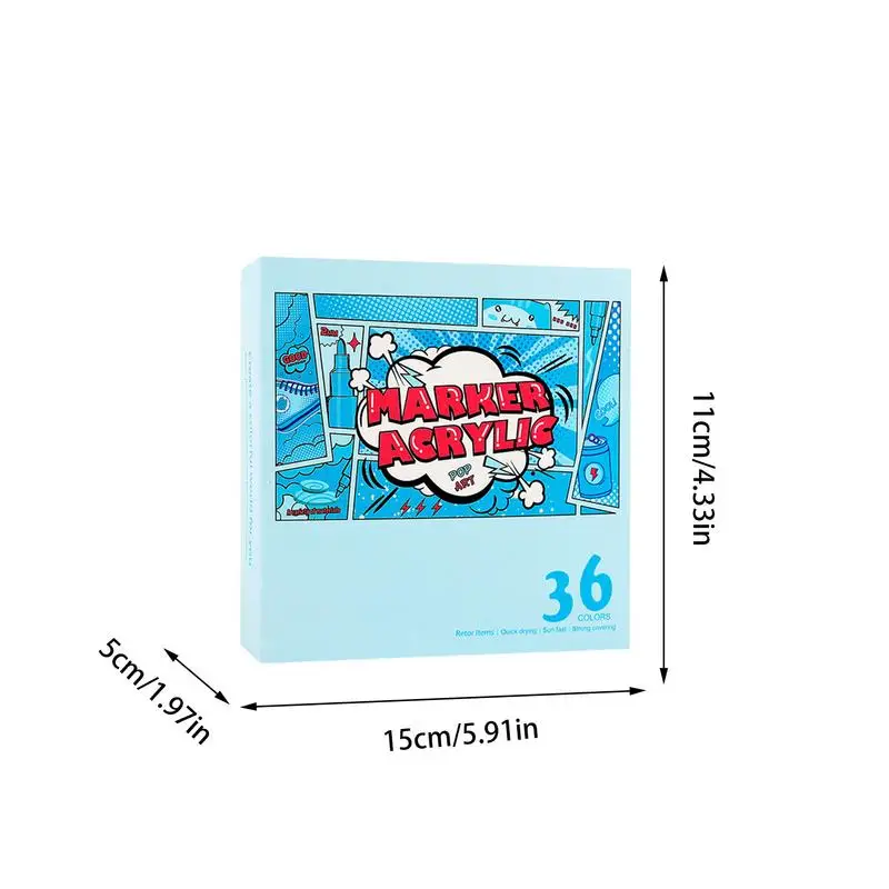 أقلام طلاء أكريليك بطرف دقيق مع صندوق تخزين ، أقلام طلاء مقاومة للماء ، علامات ملونة