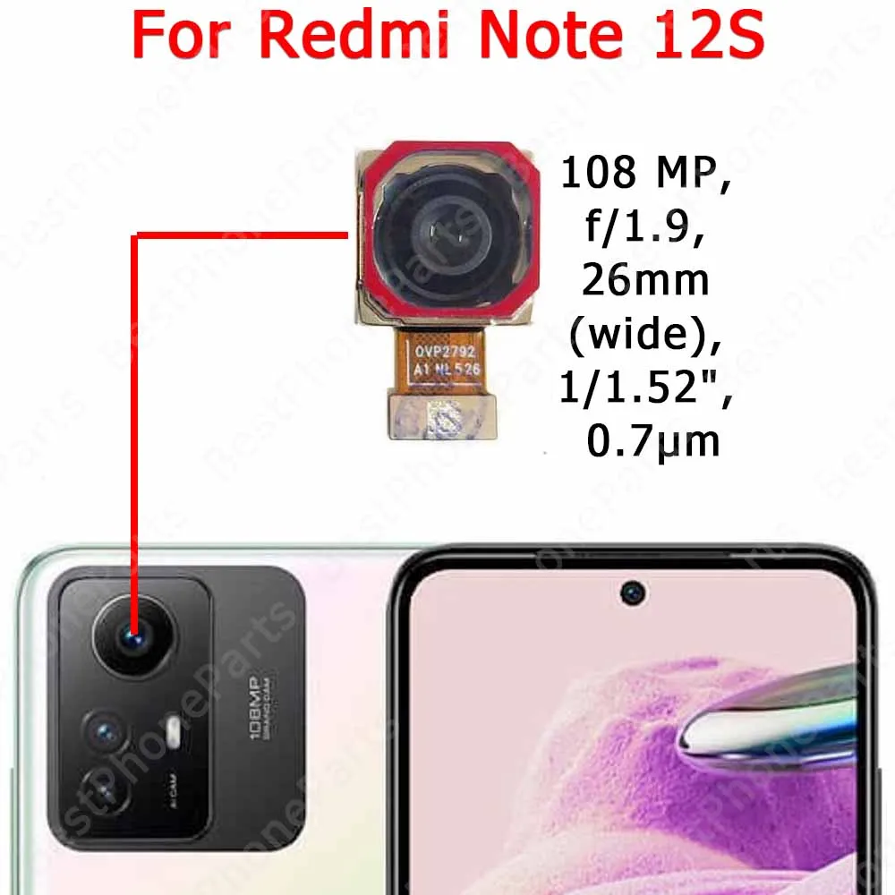 Rear Camera For Xiaomi Redmi Noe 12 4G Note12 5G 12S Back Backside Camera Module Flex Cable Mobile Phone Parts