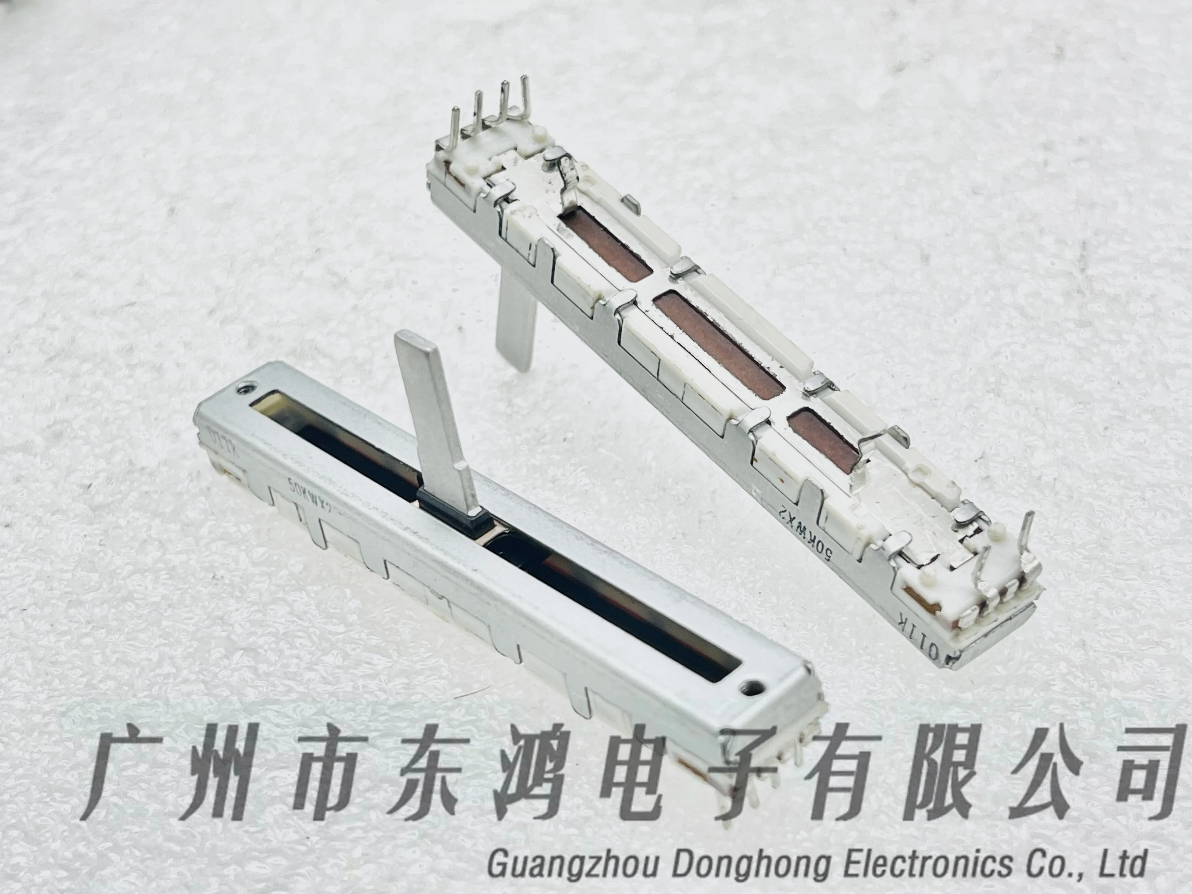 1PCS japan  Dual Direct Slip Potentiometer 50KW×2  Mixer Adjustable shaft length 15mm oxidized