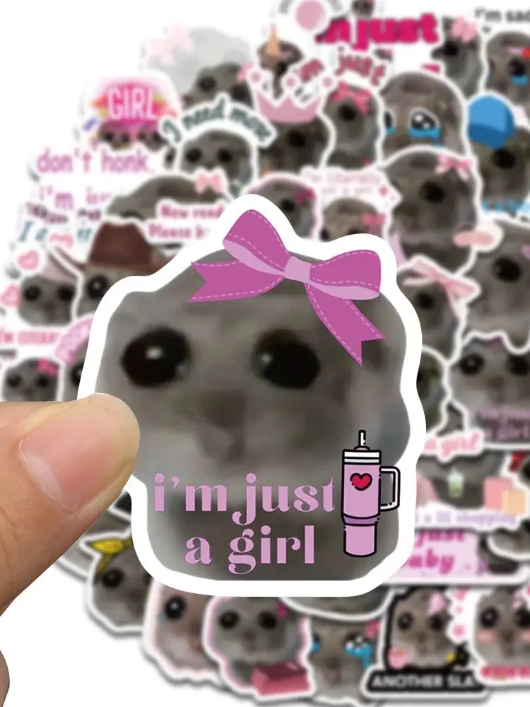 56PCS Traurige Hamster Meme Nette Maus Spaß Muster Aufkleber Ästhetische Kawaii Aufkleber Niedlichen Cartoon Laptop Gepäck Fahrrad Tagebuch Aufkleber – Detail 5