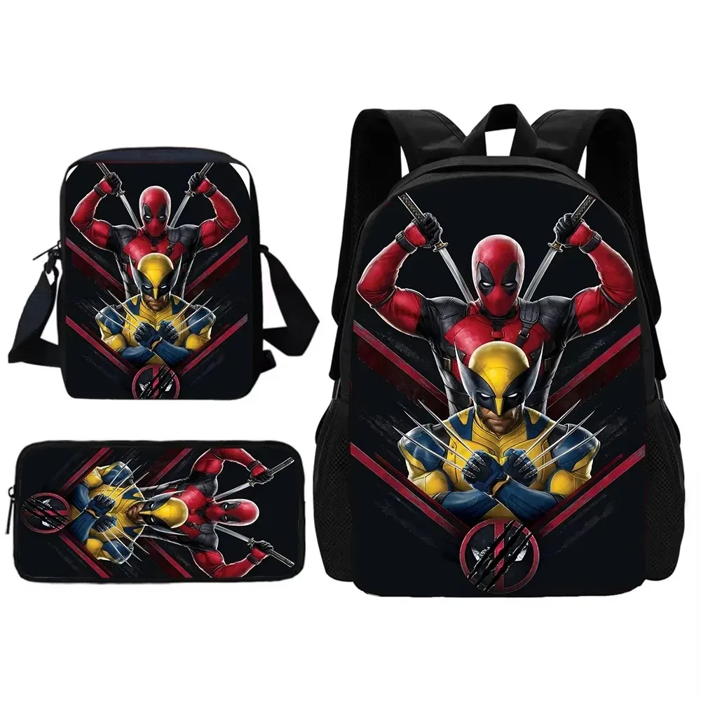 

Deadpool & Wolverine Movie Child School Backpack With Shoulder Bag Pencil Bags School Bags for Boys Girls Best Gift