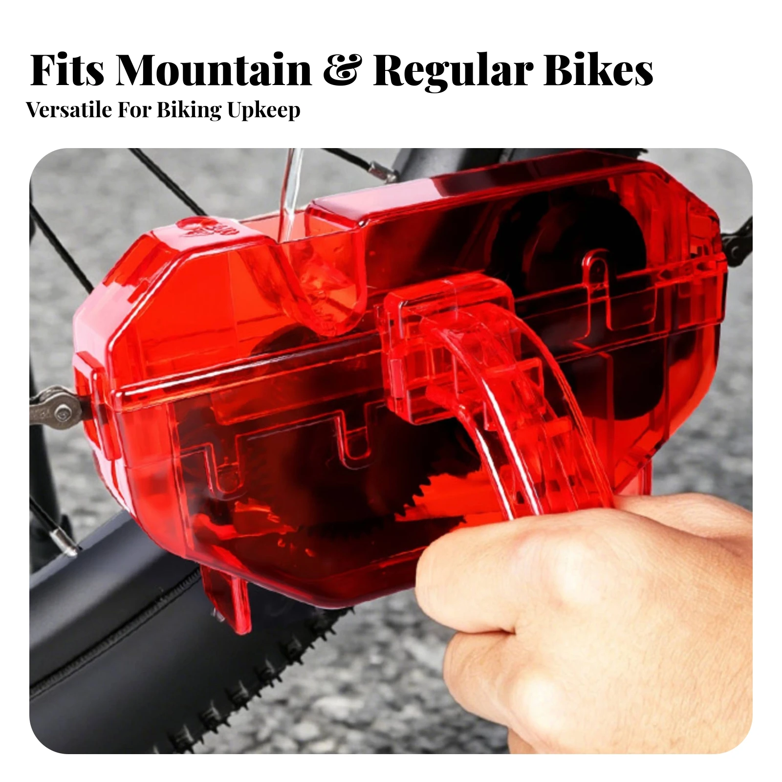 Bike Chain Cleaning Tool Bike Chain Cleaner Bike Wash Tools Closed Body Translucent Red Stand-Like Base