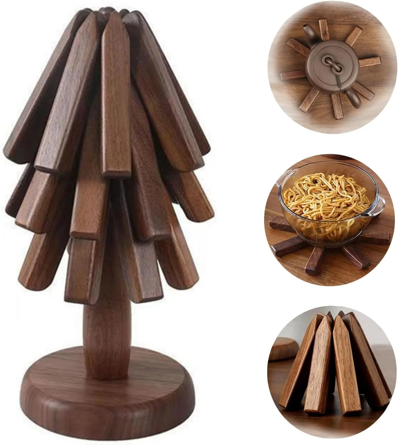 Soporte de diseño de árbol, salvamanteles de madera decorativos, antiescaldaduras, resistente al calor, posavasos, manteles individuales de madera, 4 Uds.