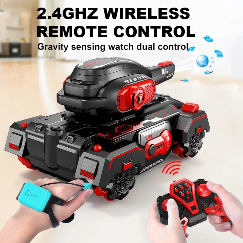 2.4G RC Tank Armored Children Toys Remote Control Car Toys for Boys Gesture Controlled Water Bomb Tank Electric Car Kid Toy Gift