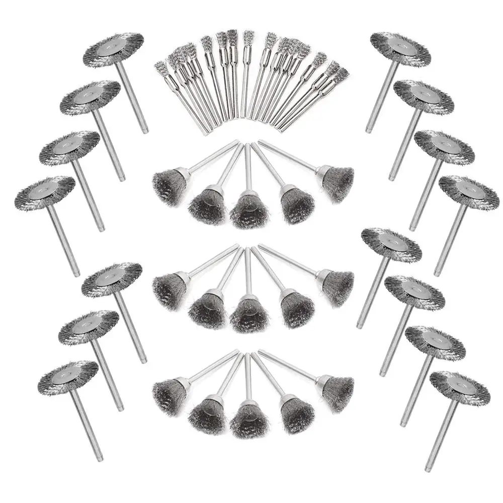 3mm Steel Wire Rotary Brush for Metal Rust Removal and Polishing Electric Abrasive Tool Accessory Set