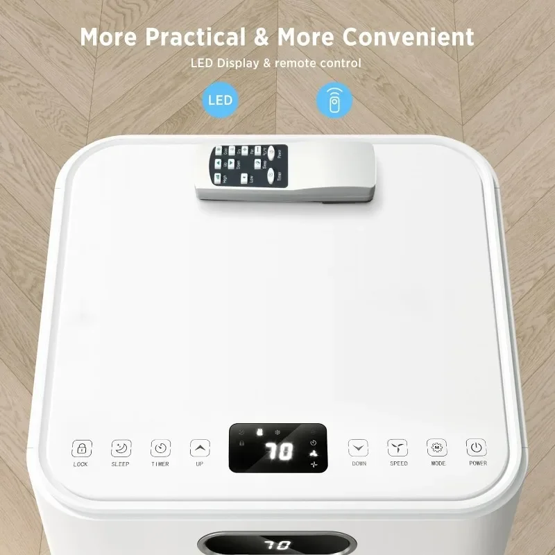 Portable Air Conditioners Cool Up to 450 Sq.Ft, 4 Modes, with Remote Control/2 LED Display/24Hrs Timer