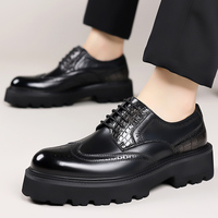Lace-Up Outdoor Male Shoes 2025 New Mens Brogue Casual Shoes Leather Men Business Shoes Fashion Thick Bottom Man Oxford Footwear