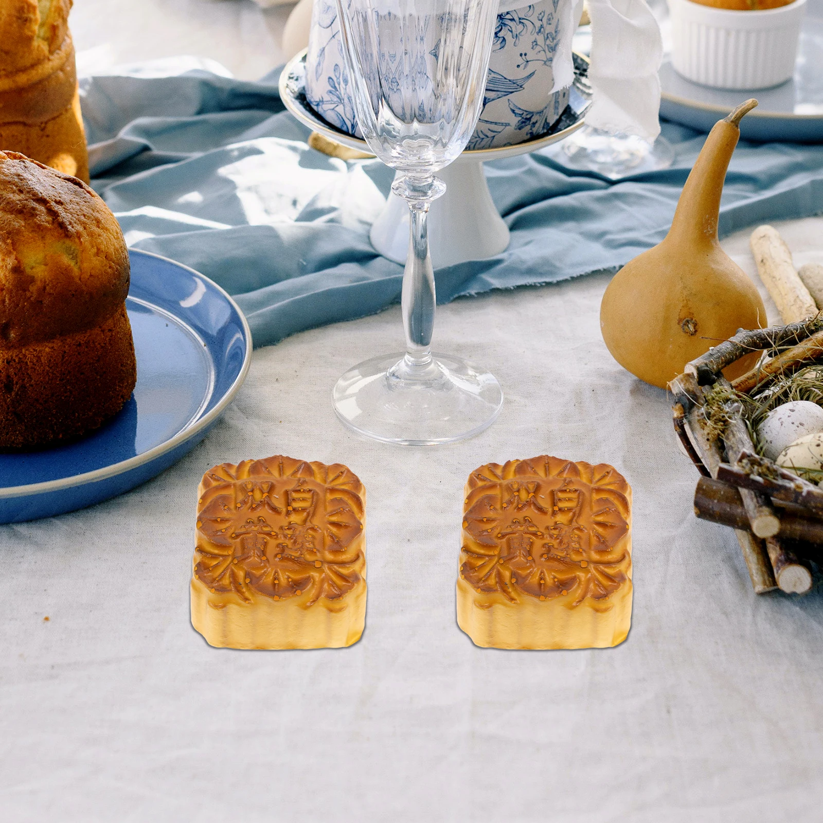 

4pcs Realistic Fake Mooncakes Chinese Food Props Display For Bakery Home Party Decoration Pu Craft Fragrant Cake