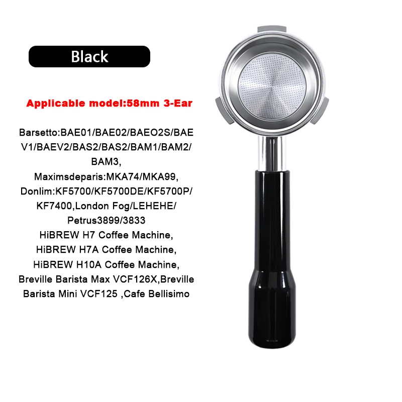 58mm 3-Loch Untergestellter Siebträger für Hibrew H7 H7a H10a Espresso, passend für Breville Barista Max/Mini/Signature Brühkorb, Barista-Werkzeuge