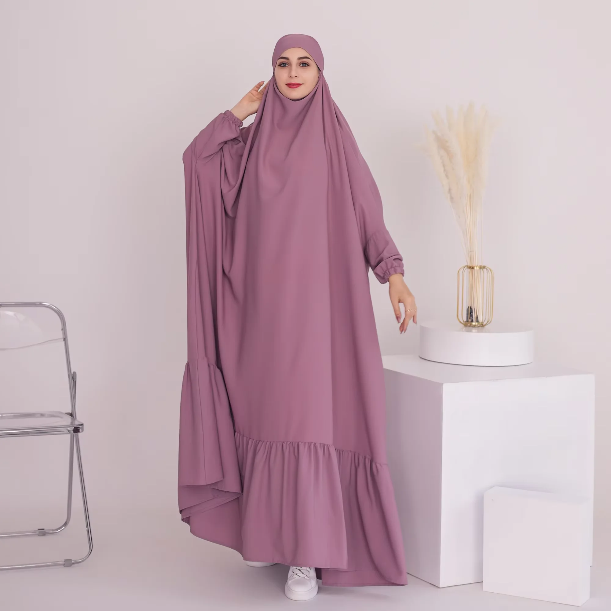 

Eid Djellaba Hooded Abaya Prayer Garment Women Muslim Khimar Hijab Dress Kaftan Burqa Kaftan Arabic Robe Ramadan Islam Clothing