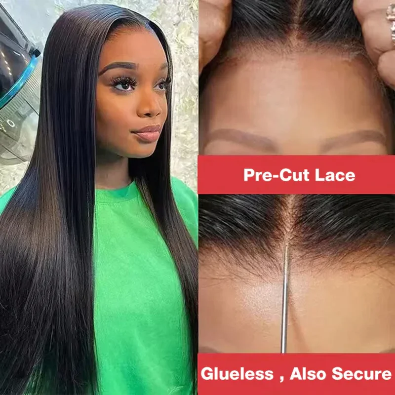 Wear And Go Transparent Straight Wig ISEE Hair Lace Front Wig Pre Cut PrePlucked Glueless Wig Human Hair Ready To Wear