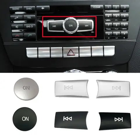 ABS 자동차 콘솔 CD 패널 멀티미디어 스위치 버튼 메르세데스 벤츠 C E 클래스 W204 W212 GLK X204 용 스팽글 볼륨 버튼 커버