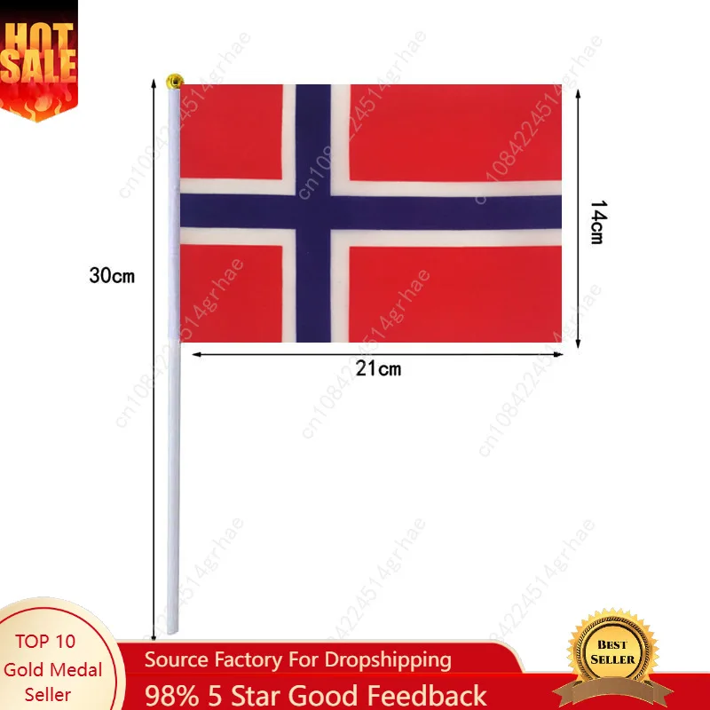 Norway Hand Waving Flag Norway Flag Small Mini Hand Held Flags 10 Pcs 14x21cm  Sporting Event Support Handheld Flag