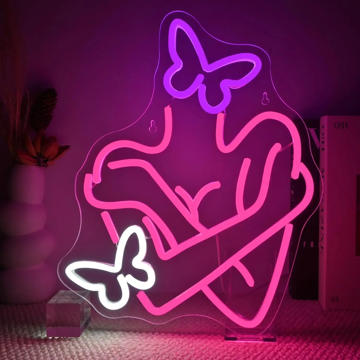 

Elegant Butterfly Neon Sign USB Powered Pink Light for Wall Decor Beautiful Club LED Lights Girls Party Bar Neon Light Sign Gift