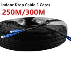 Optical Fiber Indoor Drop Cable, 2 Core, 2 Steel Wire, Patch Cord, SC UPC,LC UPC SingleMode Jumper,250m/300m
