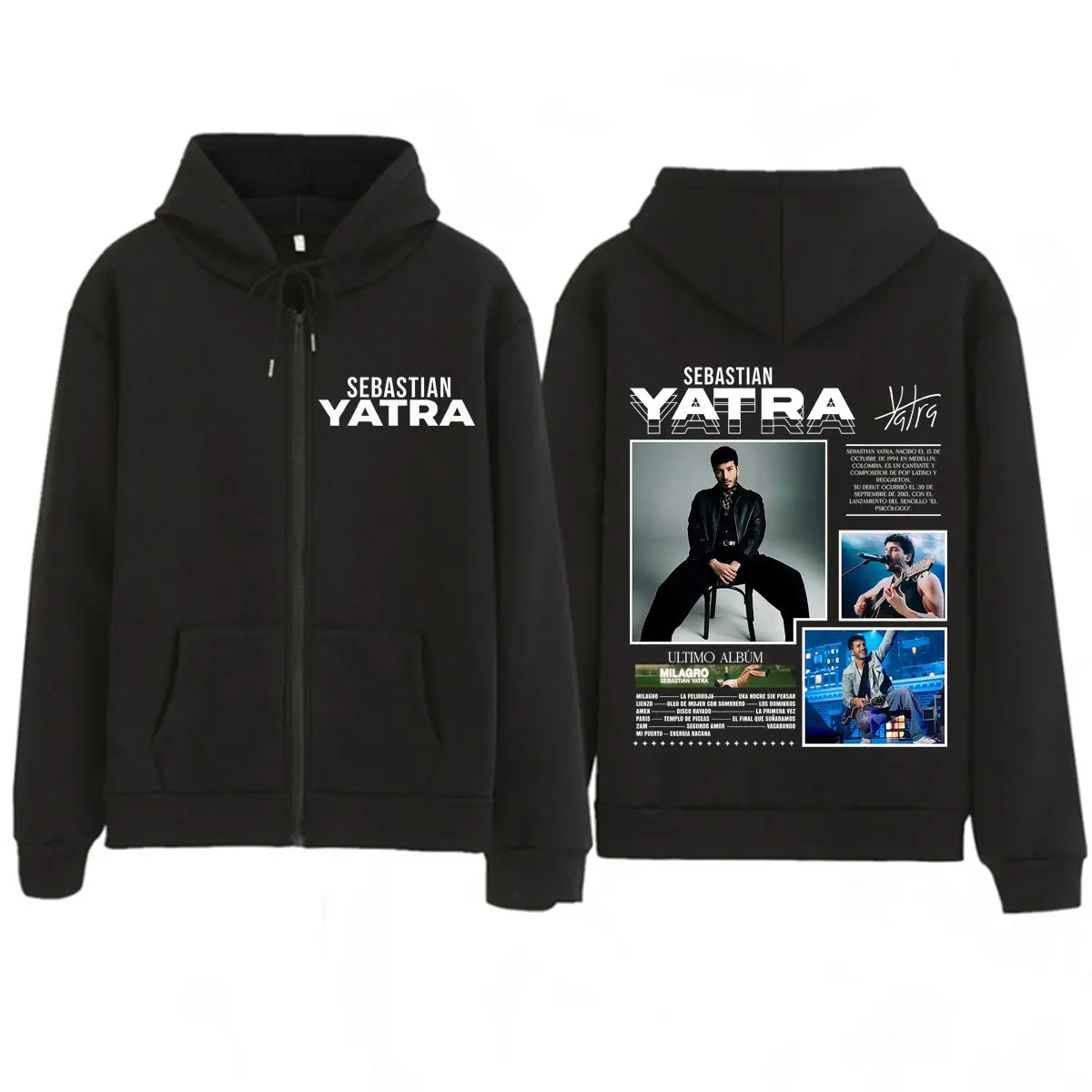 

Худи на молнии с принтом Singer SEBASTIAN YATRA Album Tour 2026, модная толстовка в стиле хип-хоп для мужчин и женщин, зимняя свободная повседневная куртка-пальто