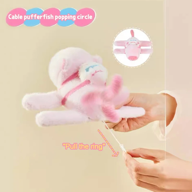 Fluffty Stuffed Plush Doll Hand Ring Cartoon Stay Wire Rotate Tail Capybara Clap Circle Toys Slap Snap Wrap Wristband Bracelet