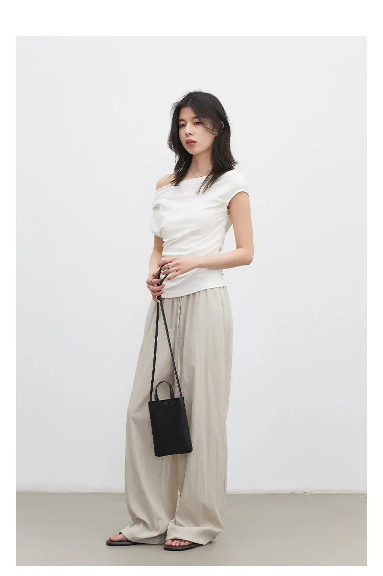 CHIC VEN New Women Pants Solid Loose Casual Wide Leg Pant Elastic Waist Female Thin Trousers Pleated Spring Summer 2026
