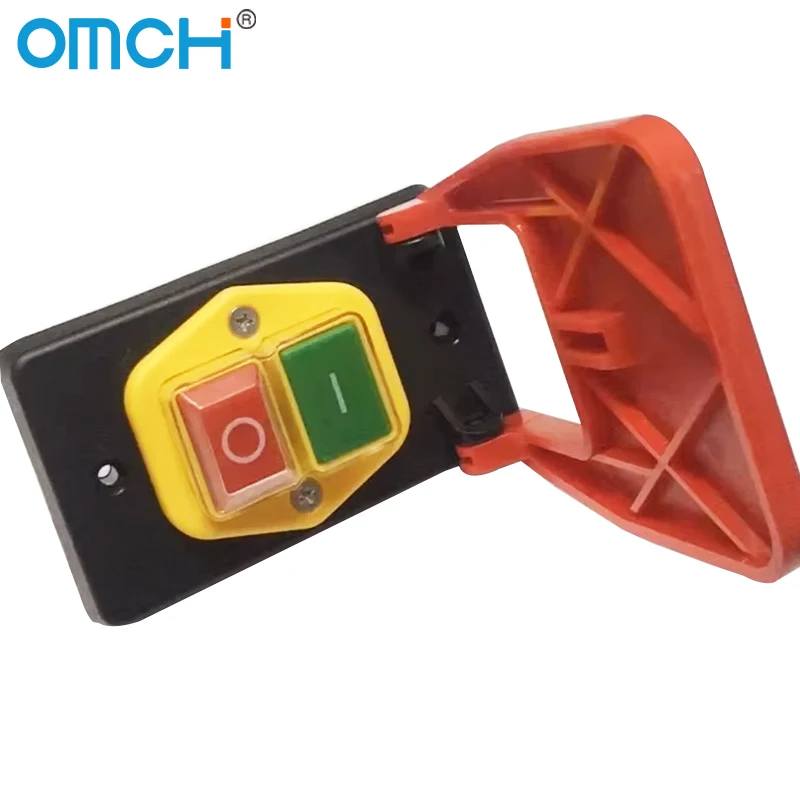OMCH Off-On Red Cover Emergency Stop Push Button Switch 16A Power-Off/Undervoltage Protection Electromagnetic Start Switch