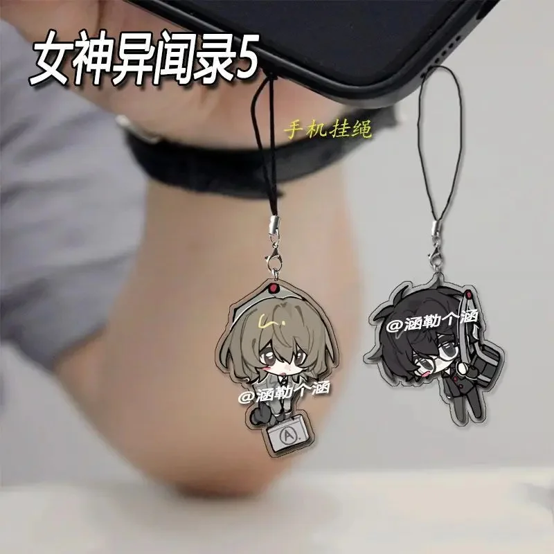 Persona 5 P5 Anime Akechi Goro Amamiya Ren New Acrylic Creative Design Mobile Phone Lanyard Chain Cute Keychain Pendant Gift