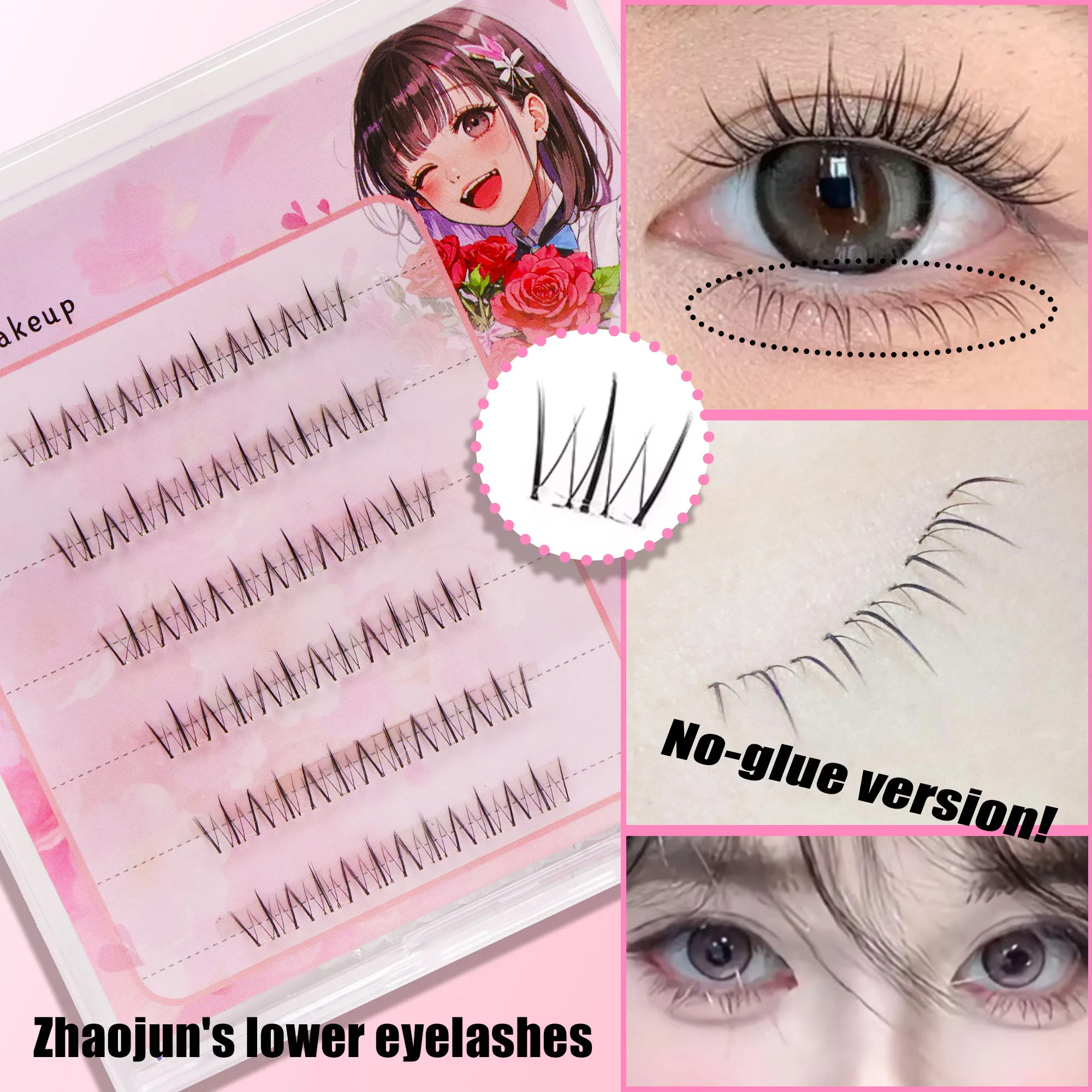 New Self-adhesive Lower False Eyelashes 36 Cluster Stemless Natural Look Bottom Individual C-Curl Extension DIY Makeup Lashes