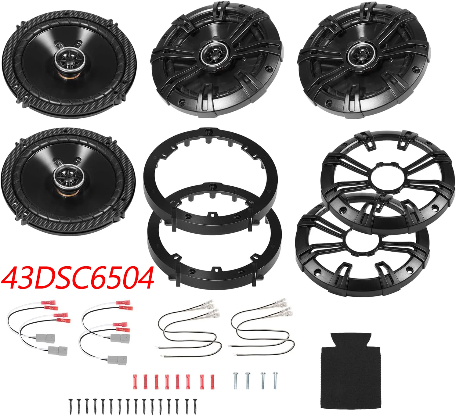 Speakers 6.5 inch for Honda CR-V 2007-2022 Complete Upgrade Kit - 4 Pack of DS Series with Adapters and Harness, Coaxial 6 1/2