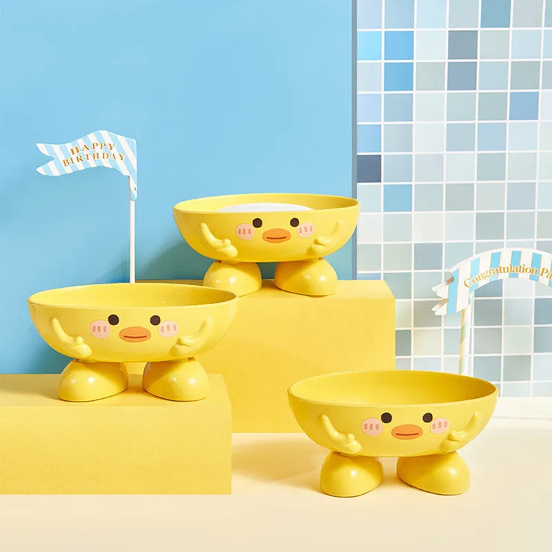 1PCS Little yellow duck soap box bathroom shelf cartoon thickened plastic drain soap box household creative soap holder