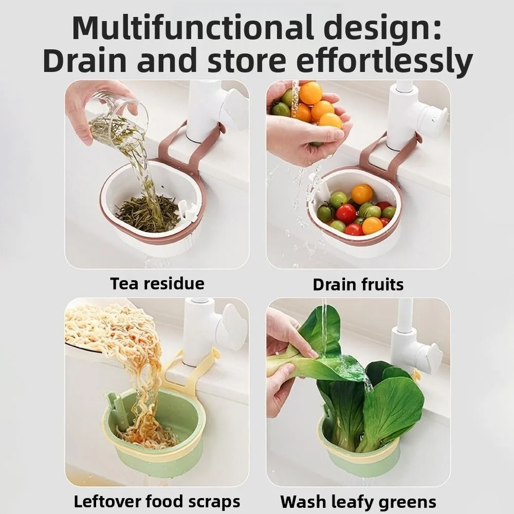 2Pcs 2 in 1 Sink Hanging Strainer Basket Detachable Openable Bottom Cover Kitchen Garbage Filter Multifunctional Snap On