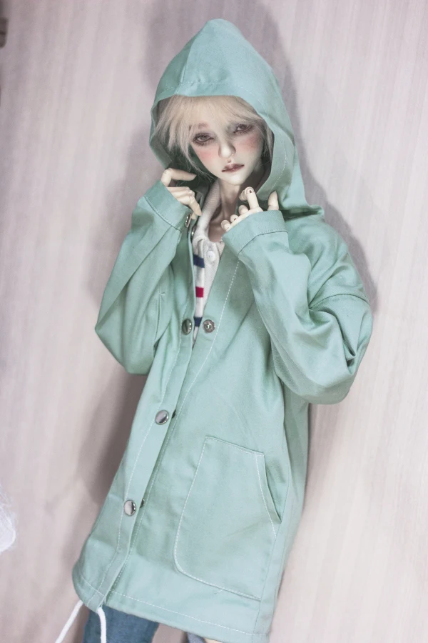 

BJD Doll Clothes Dousha Green Street Versatile Printed Hooded Cardigan Coat For 1/3 1/4 BJD SD DD MSD MDD SD17 SSDF ID75 Doll