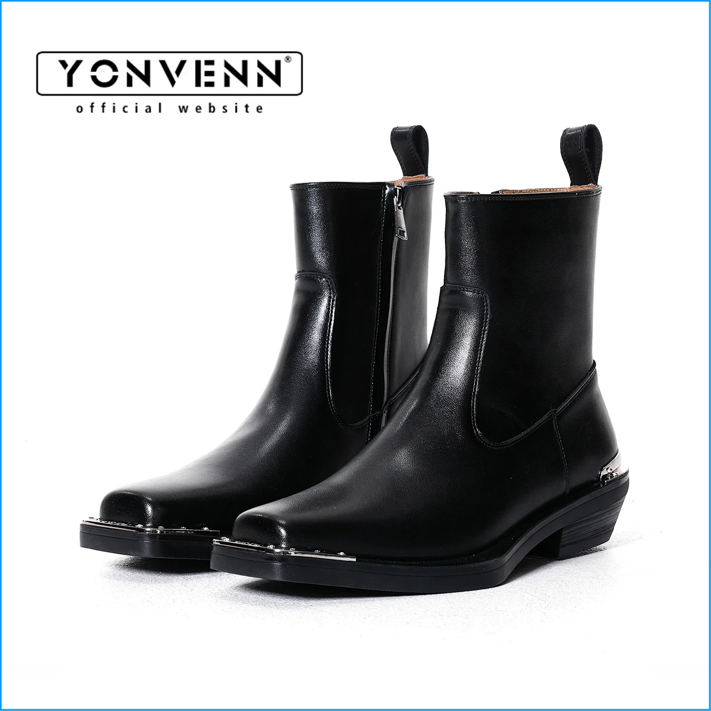 

Сапоги с железным носком, мужские ботинки ручной работы из натуральной кожи «Челси» на молнии, ботинки с квадратным носком на большой подошве, универсальные короткие сапоги