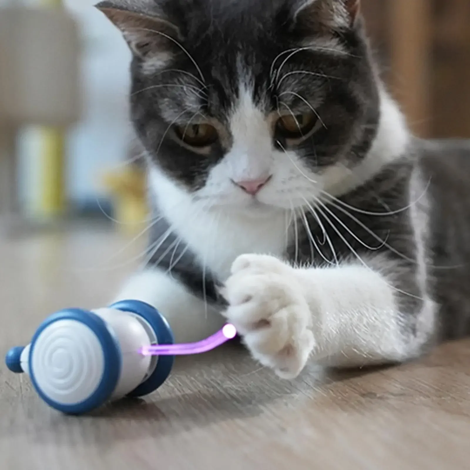 Automatic Interactive Cat Toys Mouse Kittens Play Ball Electronic Rat Cats Indoor Toys with LED Light Tail Smart Cat Hunting Toy