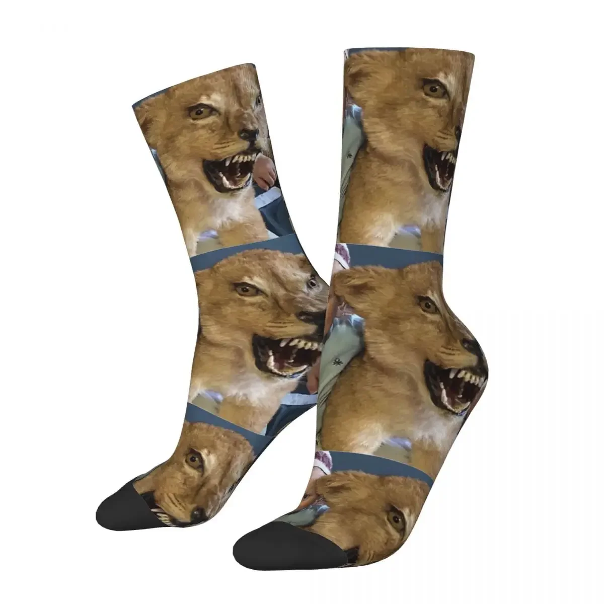 

Hip Hop Vintage Lion Crazy Men's Socks Hasbulla Magomedov Unisex Street Style Seamless Printed Novelty Happy Crew Sock Boys Gift