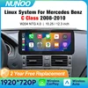 Nunoo Linux 자동차 멀티미디어 플레이어 화면 메르세데스 벤츠 C 클래스 W204 2008-2010 자동 라디오 자동차 재생 탐색 모니터 1