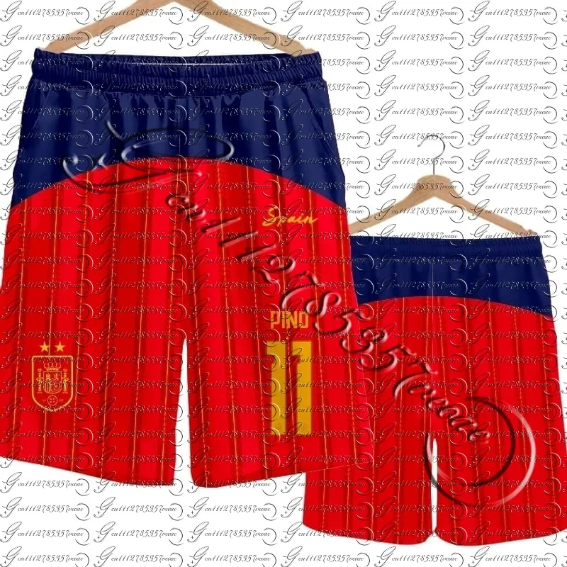 2026 Spanien Team Uniform Yamal Fußball Fan Uniform Schnelltrocknende Kurze Hosen Herren Freizeithosen Sporthosen Familien-Kinder-T-Shirts 3D – Detail 15