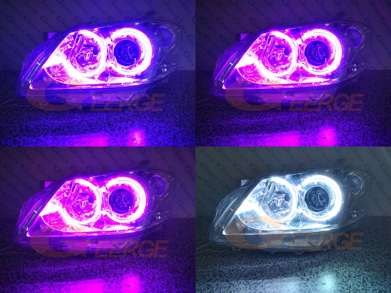 For Toyota Aurion GSV40 2006 2007 2008 2009 CAMRY RF Remote BT App Ultra Bright Multi-Color RGB LED Angel Eyes Kit Halo Rings