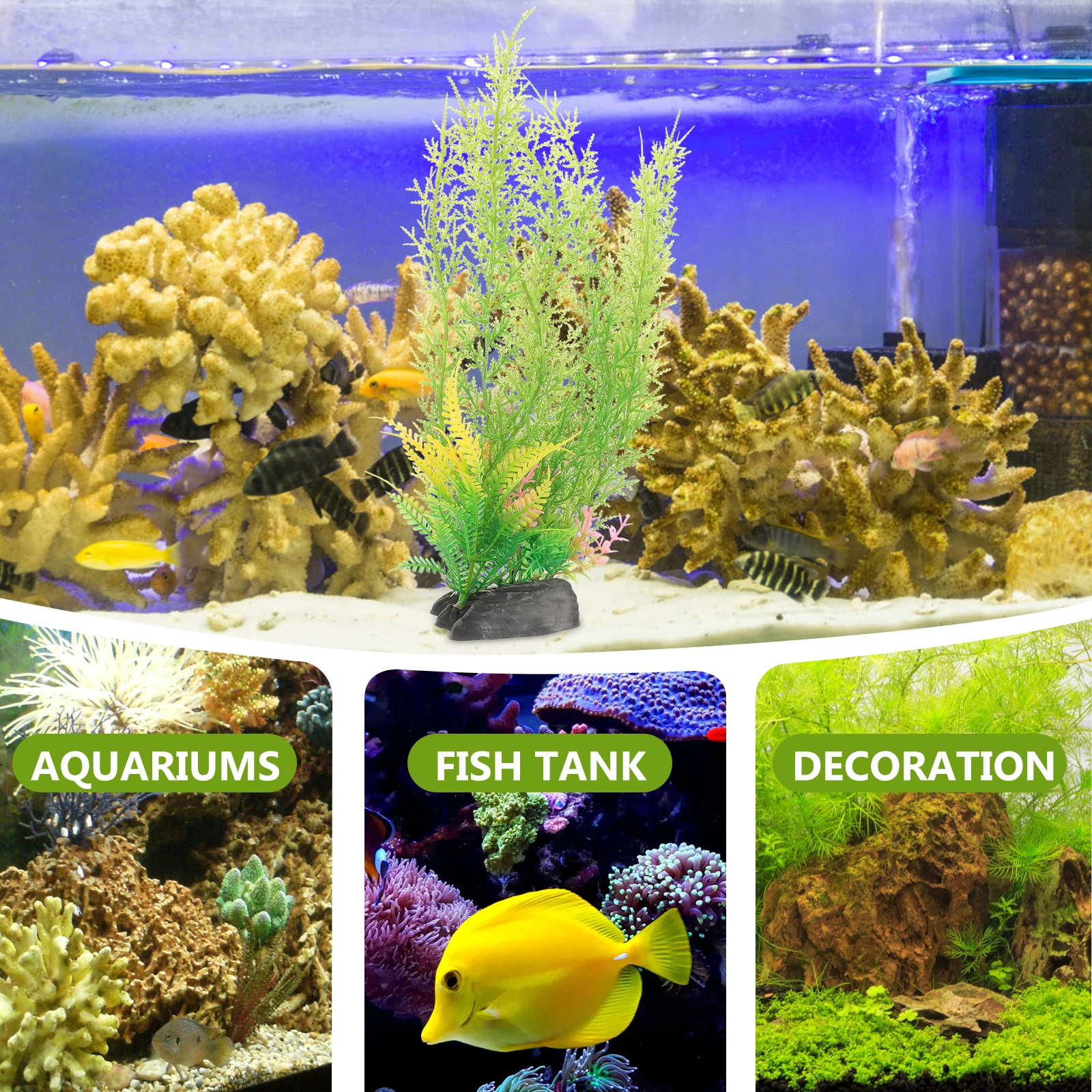 

2pcs Plastic Aquarium Grass Wear Resistant Artificial Plants for Fish Tank Decorations Home Office Pet SuppliesAquarium