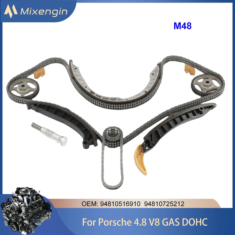 

Комплект цепи ГРМ деталей двигателя подходит для m48 4.8 4.8T V8 GAS DOHC для Porsche Cayenne Panamera GTS Turbo S 4.8L 94810516910 94810725212