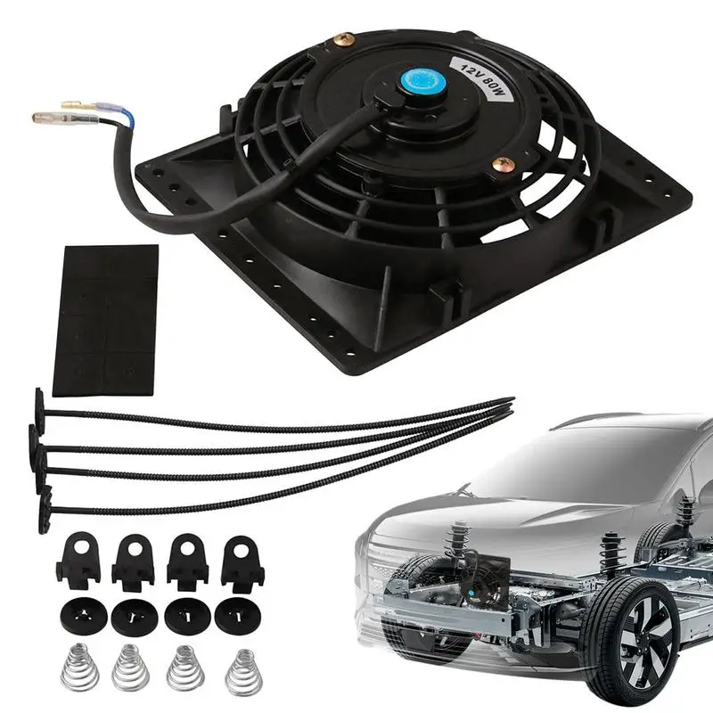 6 Inch Universal 12V Slim Reversible Black Blade Electric Cooling Radiator Auto Fan Mounting Kit Automotive Supplies