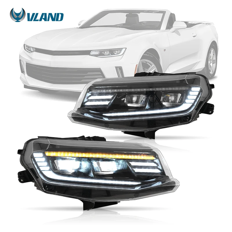 Upgraded Full Led Replacement Head Lamps Compatible With Sixth Generation Chevrolet Camaro 2016-2018