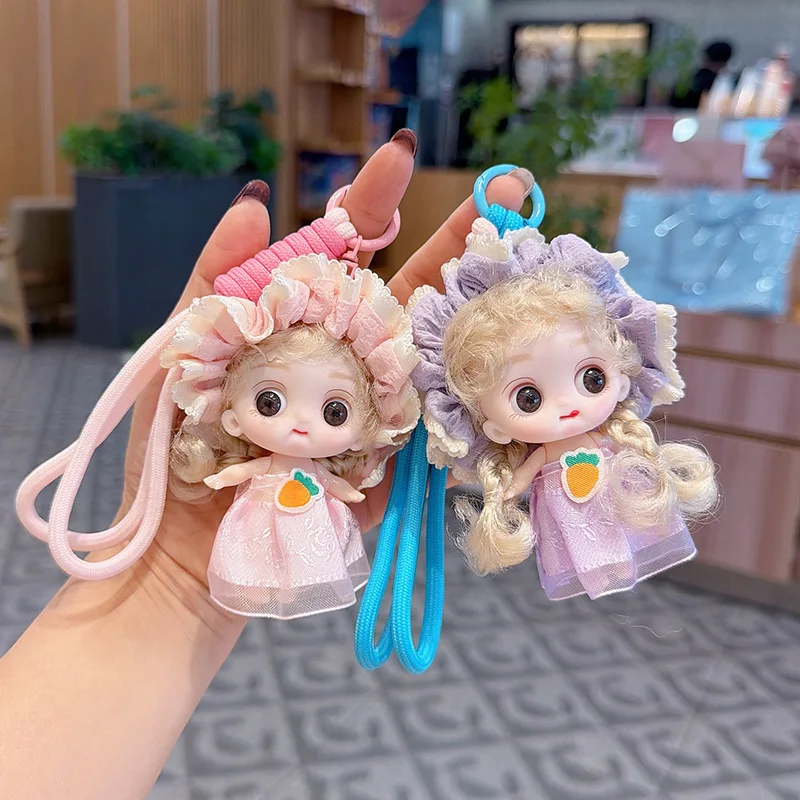 

Брелок-кукла для девочек 10,5 см: миниатюрная принцесса с 3D-глазами, милым лицом, игрушка-подвеска для сумки, подарок на день рождения, мультяшная детская игрушка