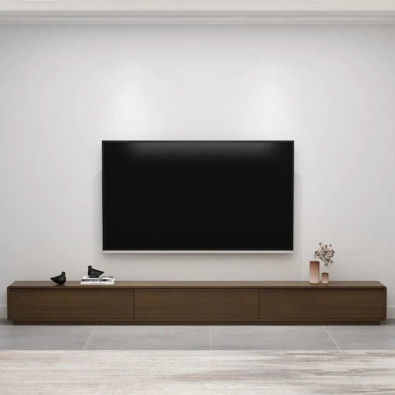 

Stylish Contemporary Solid Wood TV Stand with Storage Cabinets and Shelves for Living Room Television Media Console Furniture
